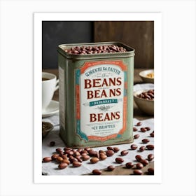 Can of Coffee Beans Espresso Kitchen Wall Art  Art Print