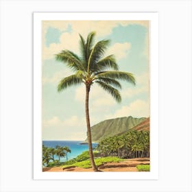 Hanauma Bay Honolulu Hawaii Vintage Art Print