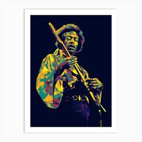 Jimi Hendrix Colorful Art  Art Print
