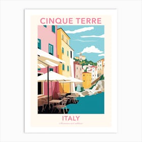 Cinque Terre, Italy, Flat Pastels Tones Illustration 3 Poster Art Print
