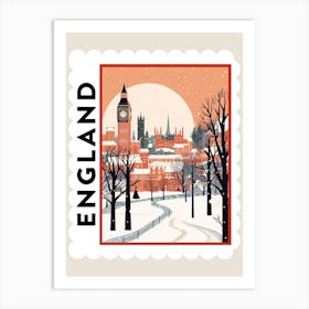 Retro Winter Stamp Poster London United Kingdom Art Print