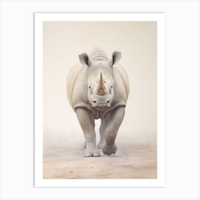 Detailed Vintage Illustration Of A Rhino 8 Art Print