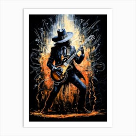 Abstract Painting Classic Rock Guitarist Art Print