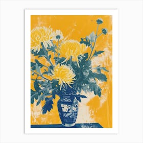 Chrysanthemum Flowers On A Table   Contemporary Illustration 2 Art Print