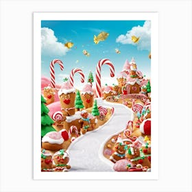 Gingerbread Characters Festooned With Icing And Sprinkles Mingling Amongst A Landscape Of Candy Can Art Print