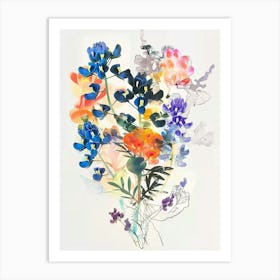 Bluebonnet 5 Collage Flower Bouquet Art Print