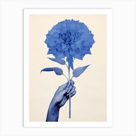 Blue Botanical Globe Amaranth 1 Art Print