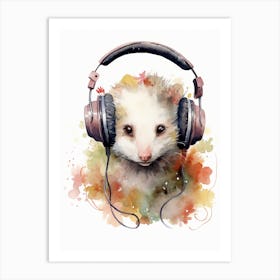 Adorable Chubby Possum Wearing Headphones 3 Art Print