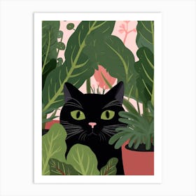 Black Cat And House Plants 7 Art Print
