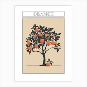 Orange Tree Minimalistic Drawing 2 Poster Art Print