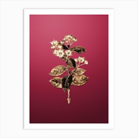 Gold Botanical Tall Calotropis Flower on Viva Magenta n.0481 Art Print