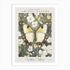 William Morris Butterfly White Flowers Exhibition Art Print