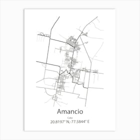 Amancio,Cuba Minimalist Map Art Print