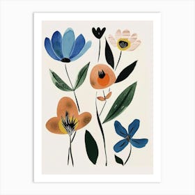Painted Florals Flax Flower 1 Art Print
