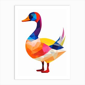 Colourful Geometric Bird Goose 2 Art Print