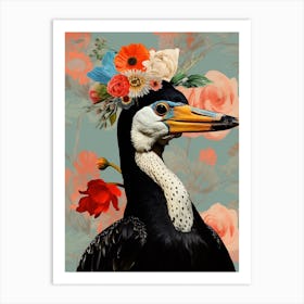 Bird With A Flower Crown Cormorant 3 Art Print