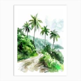 Watercolor Sketch Of Palm Trees Art Print