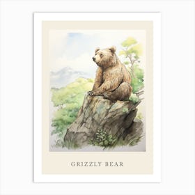 Beatrix Potter Inspired  Animal Watercolour Grizzly Bear 3 Art Print