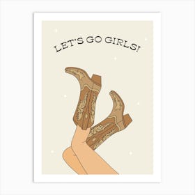 Neutral Let's Go Girls Cowgirl Art Print