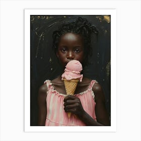 Girl Eating Ice Cream Art Print