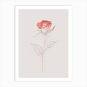 Rose Floral Minimal Line Drawing 2 Flower Art Print