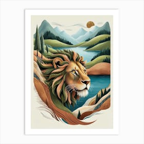 Majestic Lion Hybrid Vibrant Fantasy Wildlife Art Print