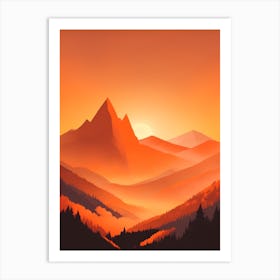 Misty Mountains Vertical Composition In Orange Tone 194 Art Print