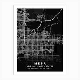 Mesa Arizona USA Black Map Póster