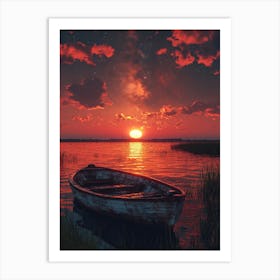 Sunset On The Lake Art Print