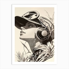 Girl With Headphones 5 Art Print