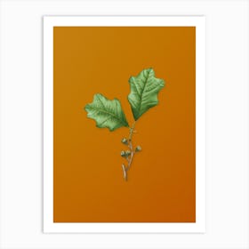 Vintage Bear Oak Leaves Botanical on Sunset Orange n.0837 Art Print