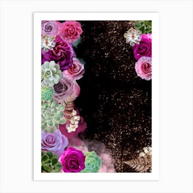 Succulents And Flowers Art Print