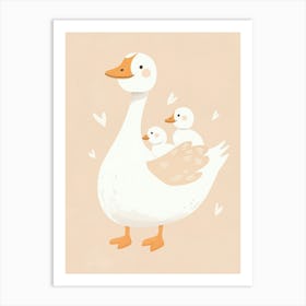 Goose With Ducklings Art Print