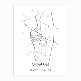 Qiryat Gat,Israel Minimalist Map Art Print