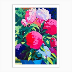 Container Of Peonies In Garden Colourful 1 Painting Art Print