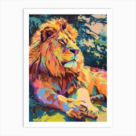 Asiatic Lion Resting In The Sun Fauvist Painting 2 Art Print