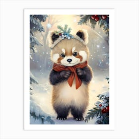 Red Panda Christmas 1 Art Print