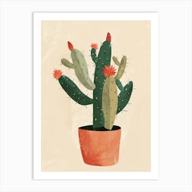 Christmas Cactus Plant Minimalist Illustration 9 Art Print