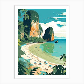 Railay Beach, Krabi, Thailand, Matisse And Rousseau Style 1 Art Print