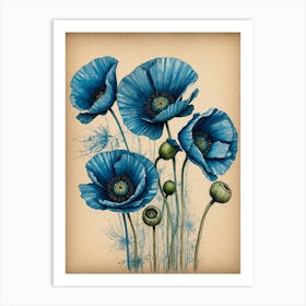 Blue Poppies Art Print