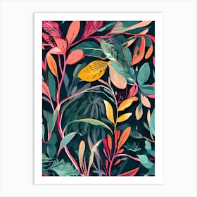 Seamless Pattern With Colorful Leaves Art Print