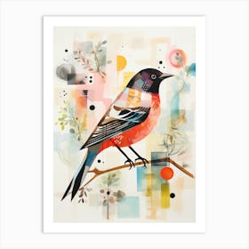 Bird Painting Collage Cowbird 4 Art Print