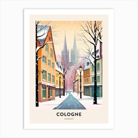 Vintage Winter Travel Poster Cologne Germany 3 Art Print