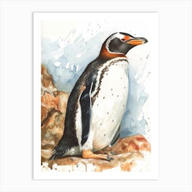 Humboldt Penguin Volunteer Point Watercolour Painting 4 Art Print