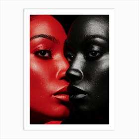 Black And Red Woman Portrait Art Print