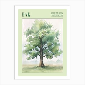 Oak Tree Atmospheric Watercolour Painting 7 Poster Art Print