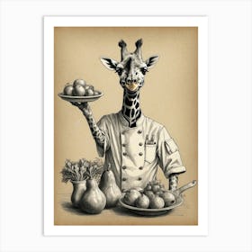 Chef Giraffe Canvas Print Art Print