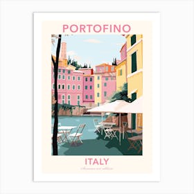 Portofino, Italy, Flat Pastels Tones Illustration 4 Poster Art Print