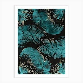 Teal Feathers Art Print