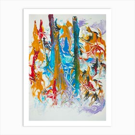 Abstract Painting forest in fire acrylic painting  Art Print